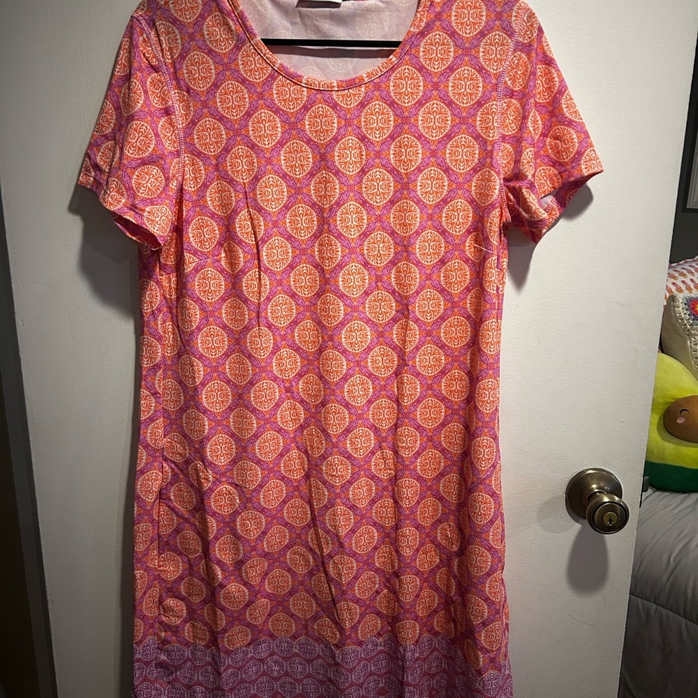 CABANA LIFE Pink and Orange Sheath Midi Dress